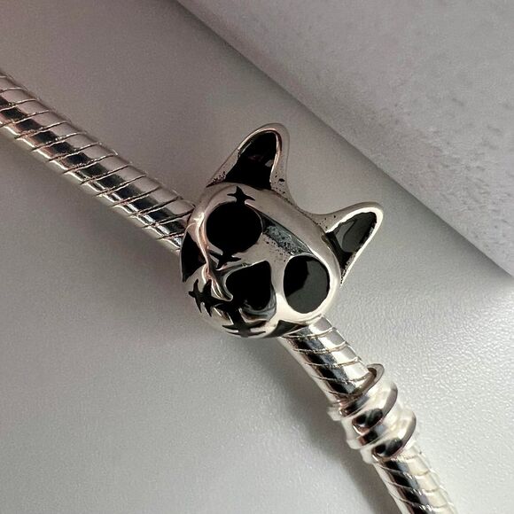 Halloween Cat Pandora Compatible S925 Sterling Silver Charm - Picture 5 of 7